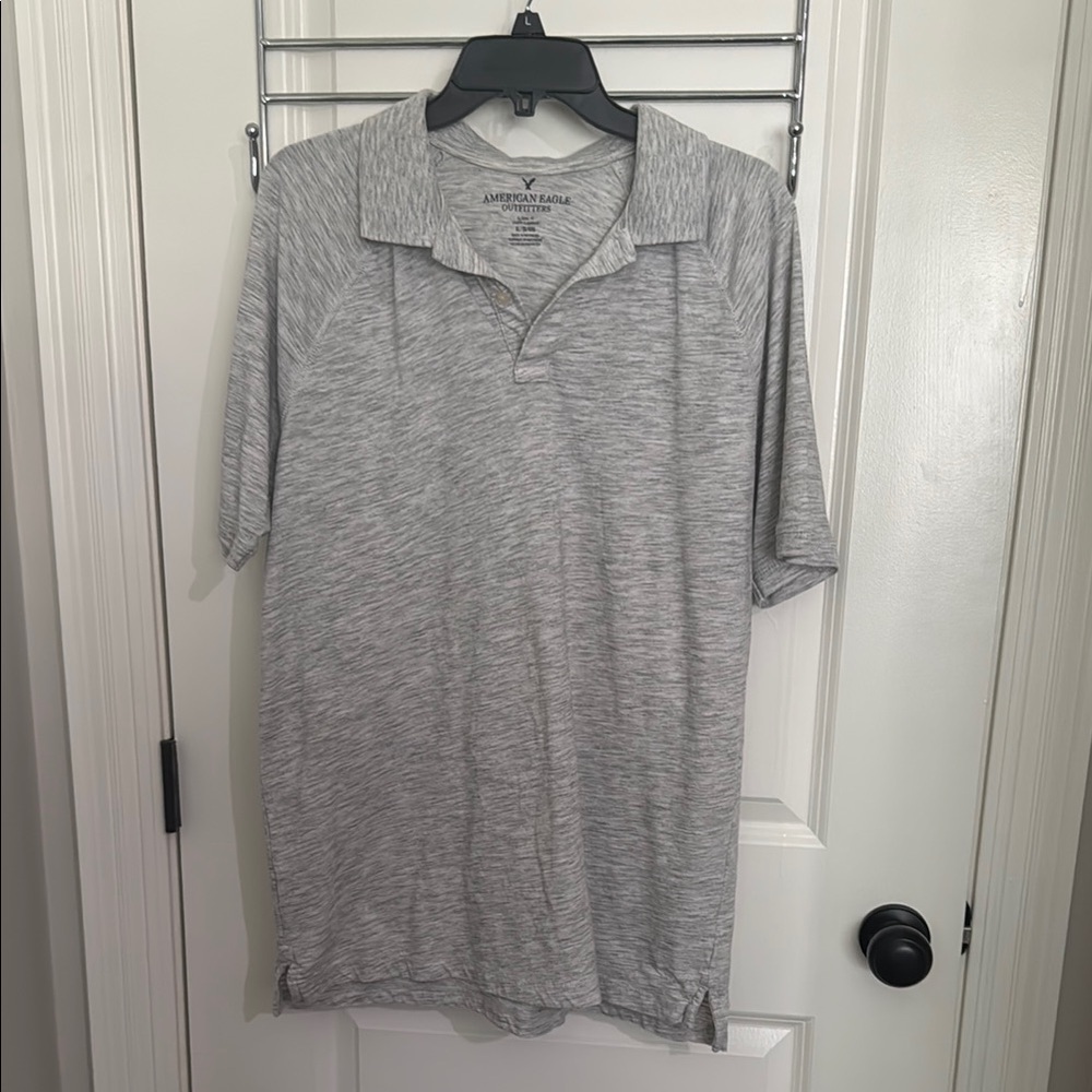 American Eagle Outfitters Gray Polo Shirt Classic Knit